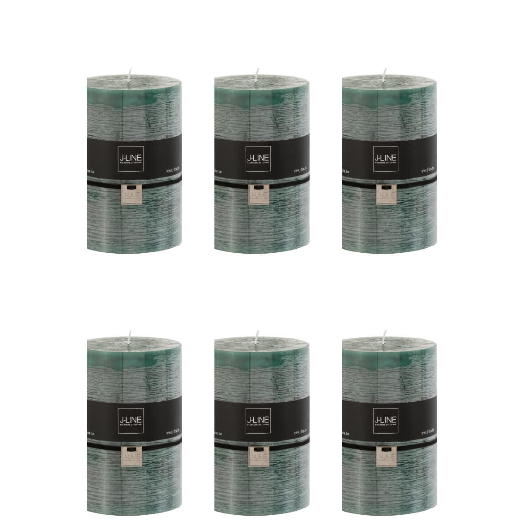 DUFTKERZE ZART - Dunkelgrün - XL - 95 Std. - 6er set - Dunkelgrün, Paraffin (10/15cm) - J-Line