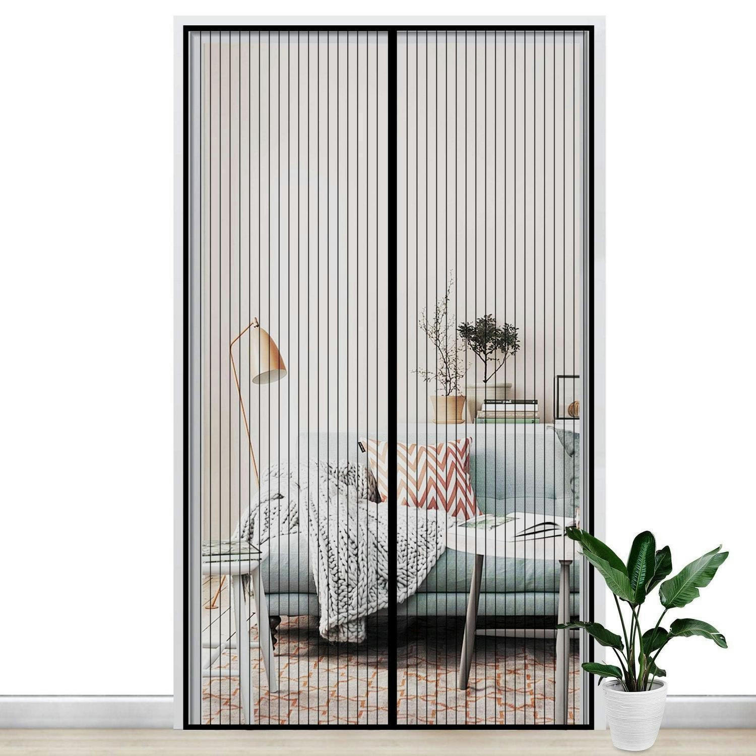 FLIEGENGITTER Tür Magnet Insektenschutz ohne Bohren, schwarz - Schwarz, Textil (120/220/1cm)