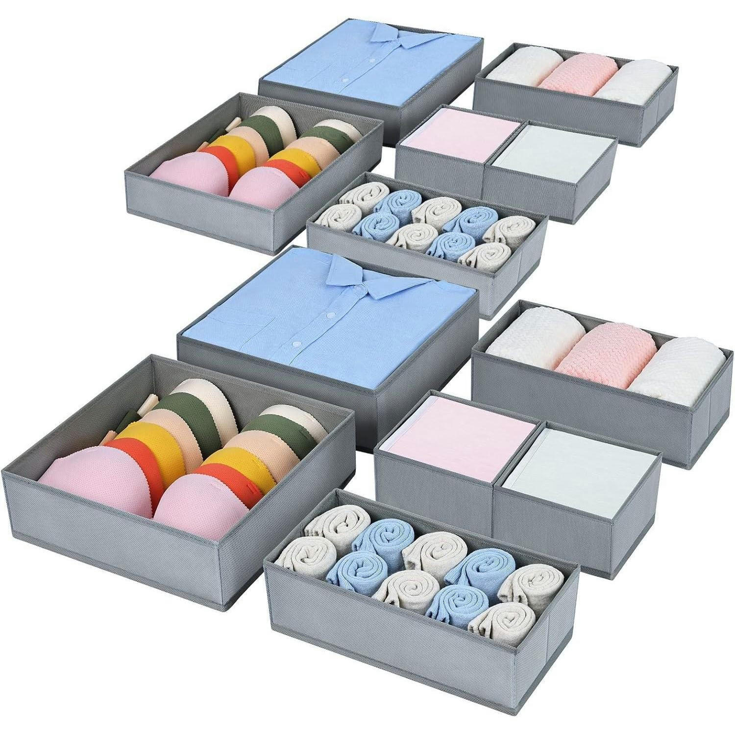SCHUBLADEN Organizer 12-teiliges Set Hellgrau - Grau, Textil (15/9/30cm)