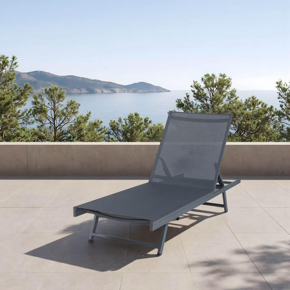 SONNENLIEGE Baragiano - Dunkelgrau, Textil/Metall (197/30/64cm) - casa.pro