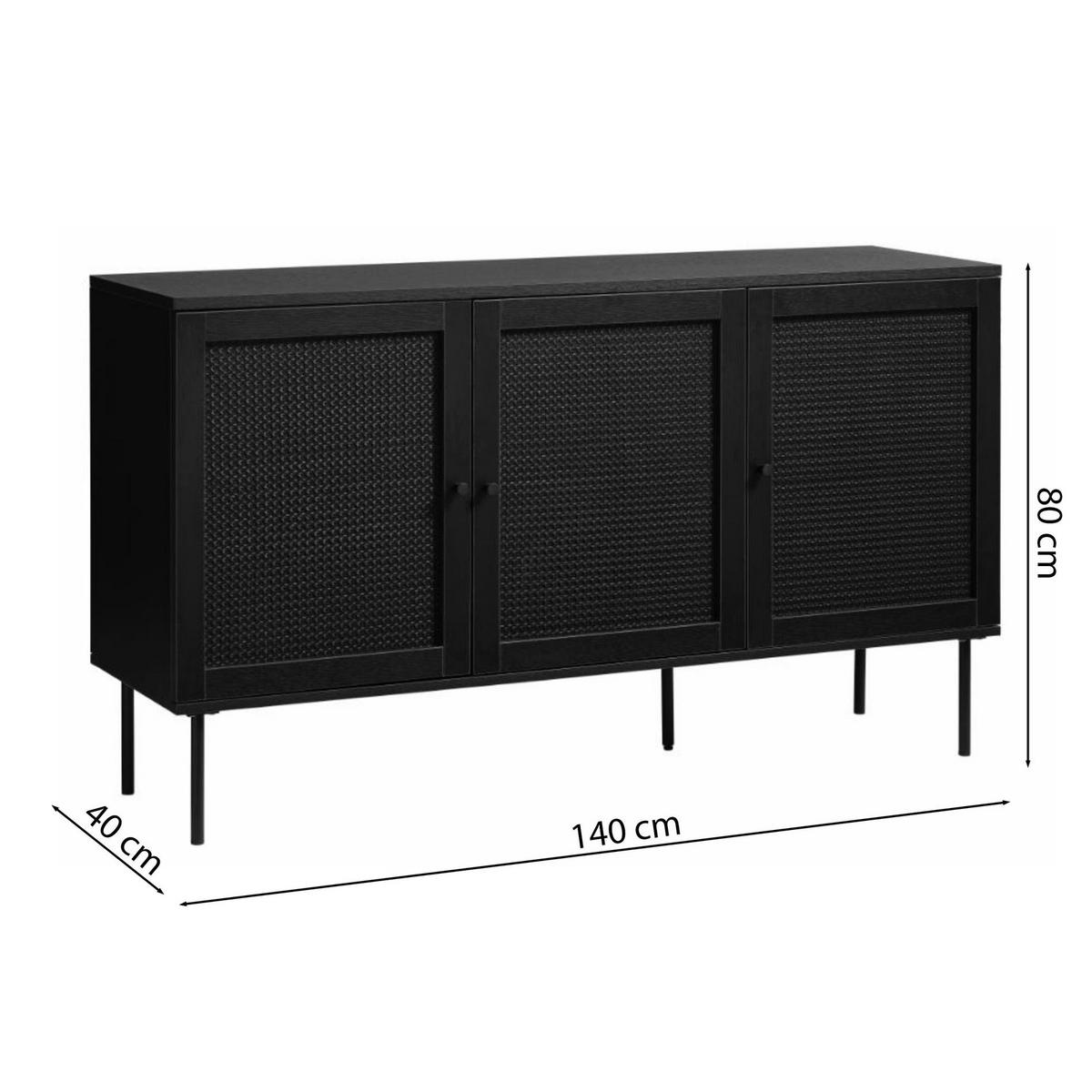 SIDEBOARD Mogest 3-türig 140 cm - Schwarz, Holzwerkstoff/Kunststoff (140/80/40cm) - Selsey