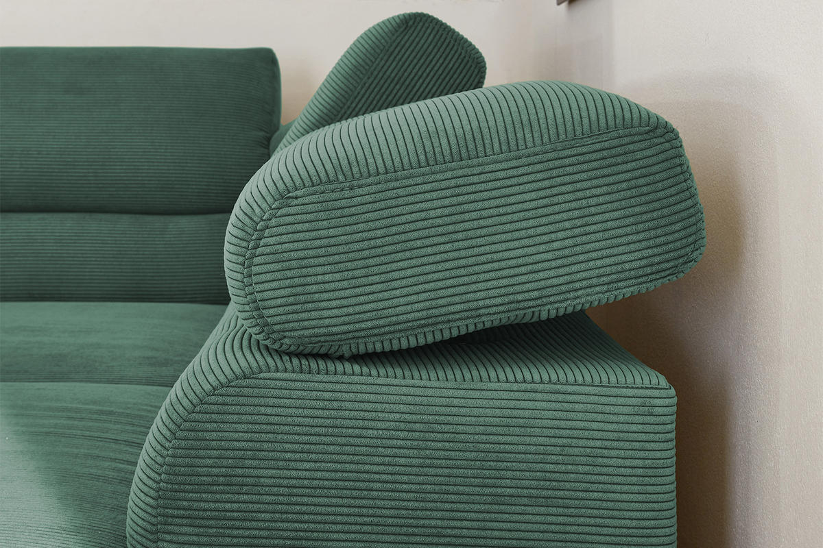 ECKSOFA DELIA Smaragdgrün Cord - Smaragdgrün/Schwarz, Textil/Metall (276/219cm) - KAWOLA