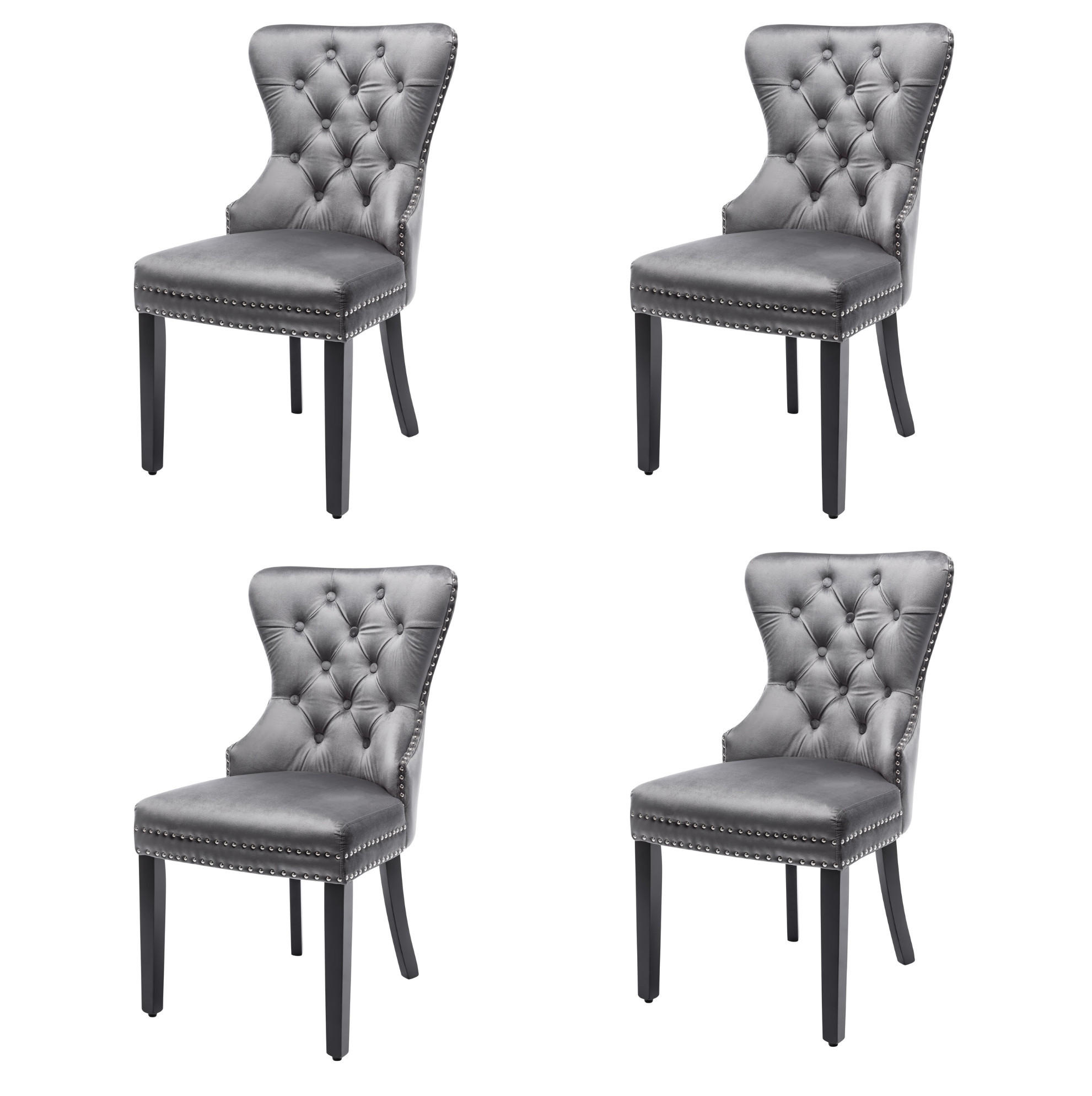 ESSZIMMERSTUHL 4er-Set gepolstert ca. 53 x 54 x 97 cm Samt Grau - Grau, Metall (51/97/47.2cm) - Meubliv