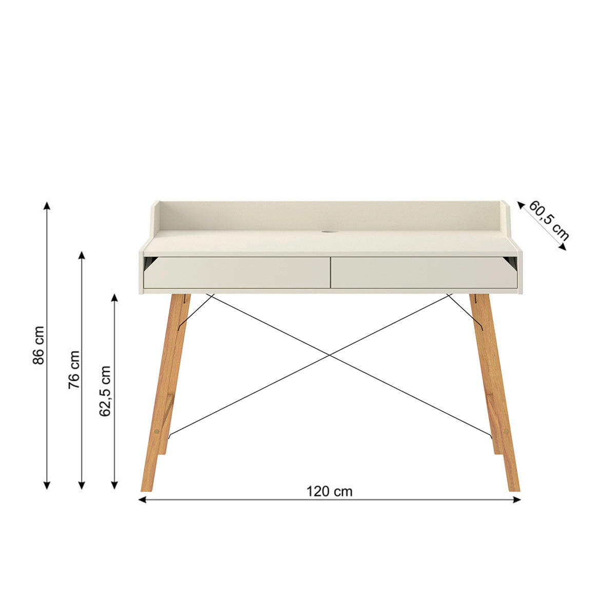 SCHREIBTISCH Kaschmir - Beige, Holzwerkstoff (60/120/86cm) - Petits-meubles