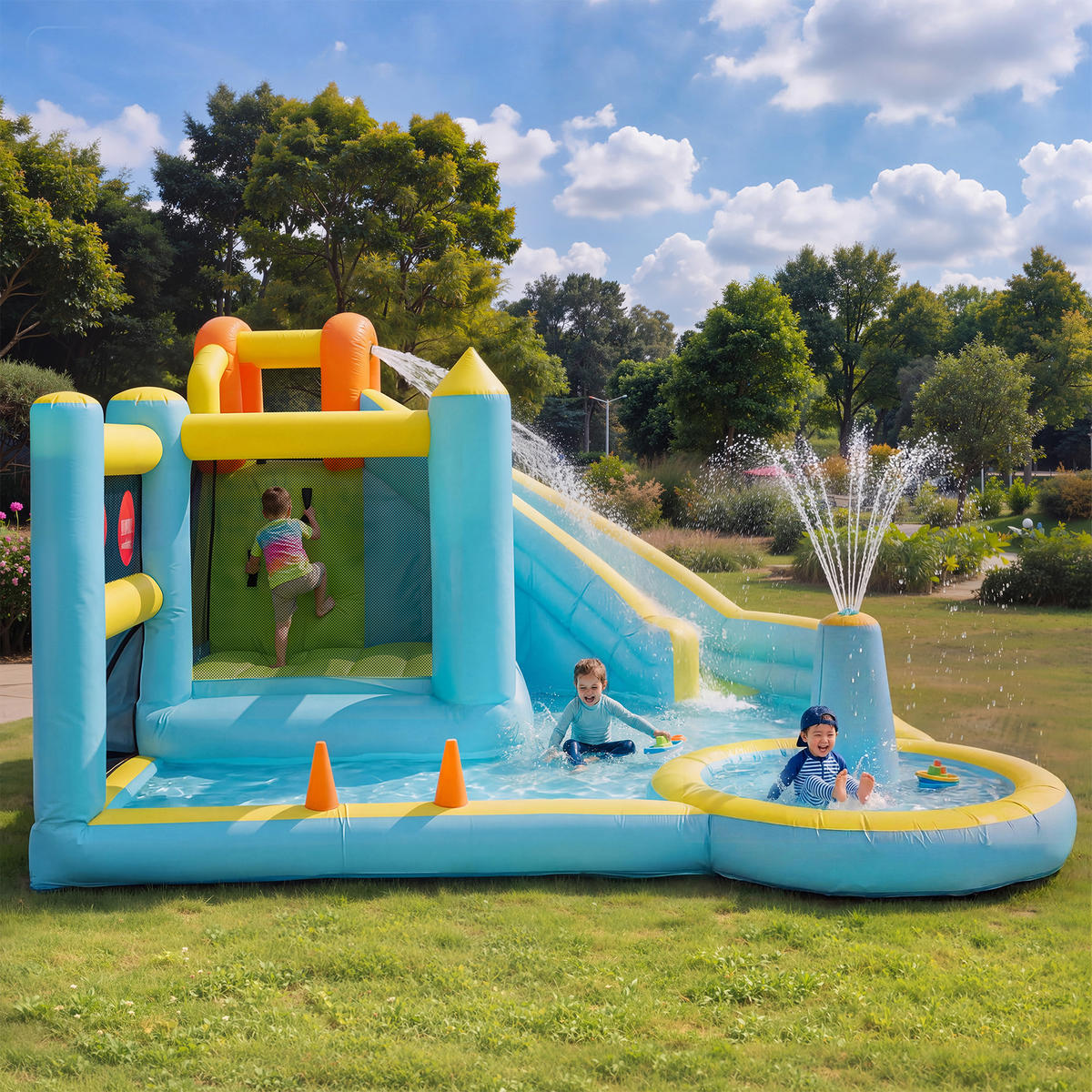HÜPFBURG Wasserpark 430x390x210 cm - Multicolor, Textil (390/430/210cm) - LEBENLANG