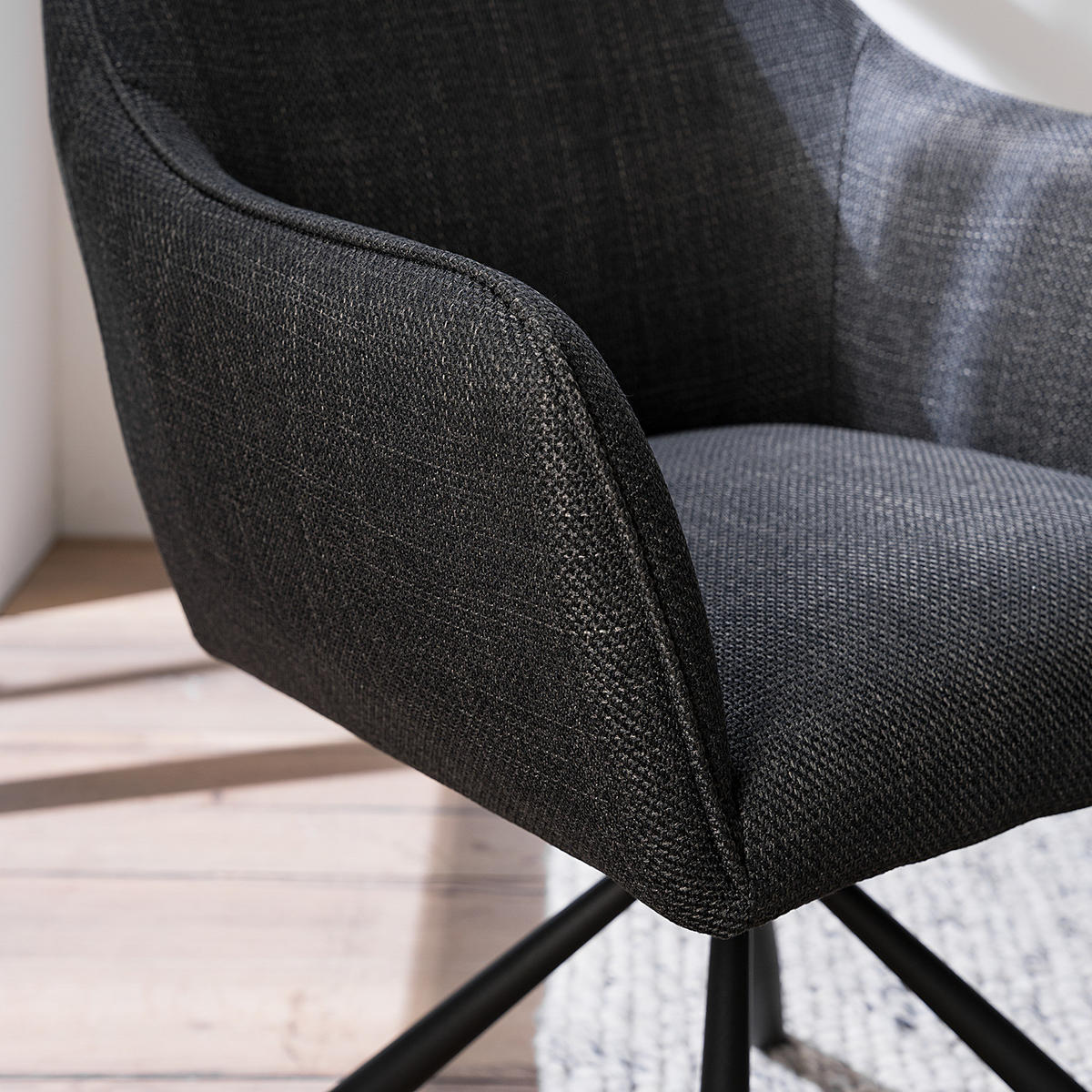 ARMLEHNENSTUHL - Drehbar - Anthrazit, Textil (63/88/62cm) - home24