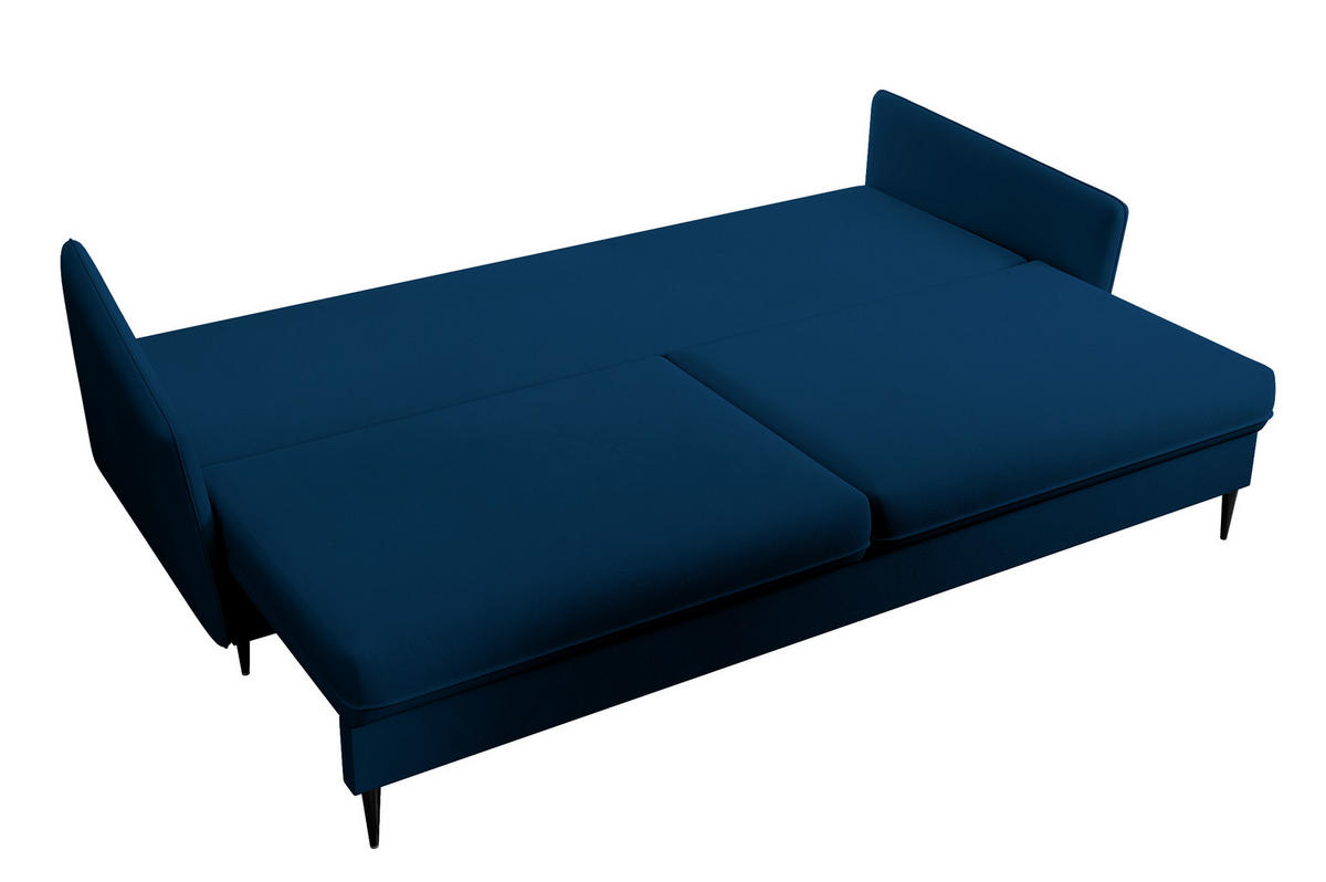 SCHLAFSOFA Volio Dunkelblau schwarzen Beinen - Schwarz/Dunkelblau, Textil/Metall (221/90/100cm) - Selsey