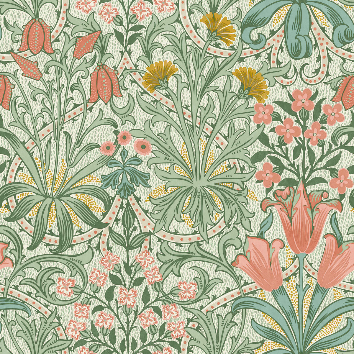 VLIESTAPETE Waldunkräuter 1000x52cm - Grün, Papier/Kunststoff (52/1000cm) - William Morris at Home