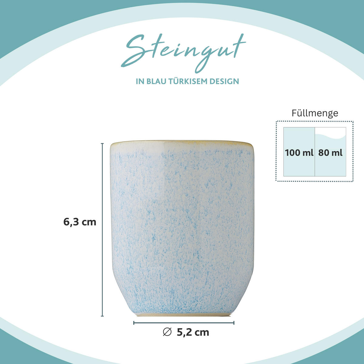 ESPRESSOBECHER SET LIMA - 4 teilig aus Steingut - Hellblau, Keramik (0.08L) - Sänger