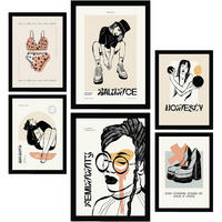 POSTER Set Mit 6 Schwarztintenbalance Größe A3 & A4 Schwarzer Rahmen - Schwarz, Papier (29.7/1cm) - Nacnic