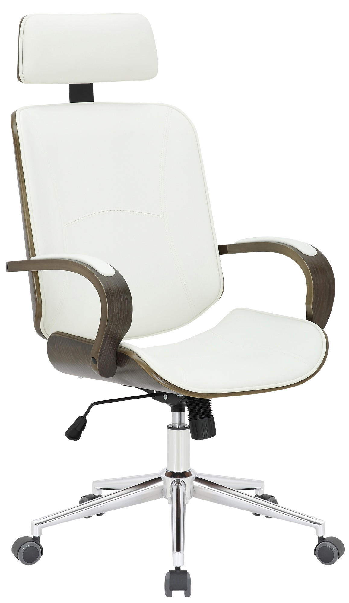 DREHSTUHL Lederlook Weiß/Grau - Weiß/Grau, Textil/Metall (70/118/70cm) - CLP