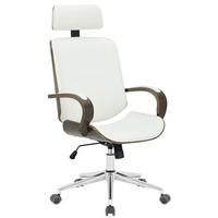 DREHSTUHL Lederlook Weiß/Grau - Weiß/Grau, Textil/Metall (70/118/70cm) - CLP
