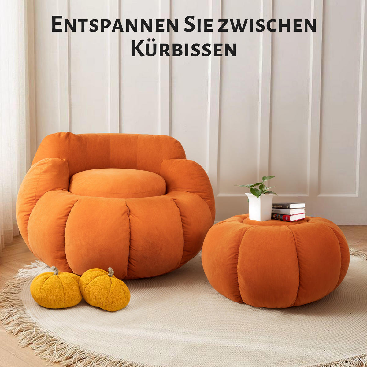 KÜRBIS-BEISTELLTISCH Halloween-Stil orange - Orange, Textil (85/85/43cm) - Vercart