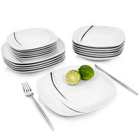 TAFELSERVICE BILGOLA BLACK LINES - 18 teilig aus Porzellan - Weiß, Keramik (29.5/29.5/30.5cm) - Sänger