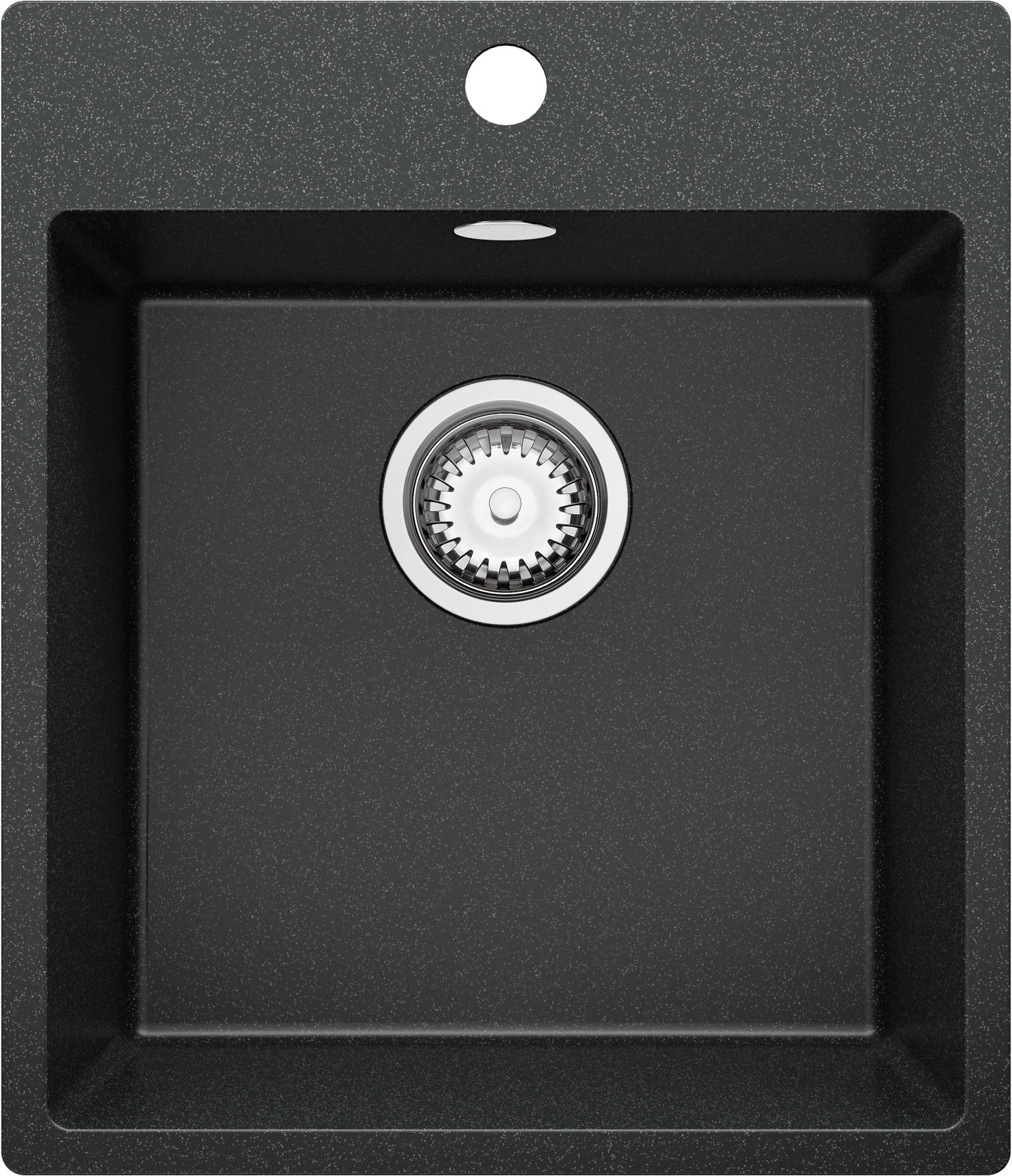 SPÜLBECKEN Riga, 2-er set Anthrazit 43/50 cm 1 Becken + Ablauf-Set ab 45er Unterschrank - Chromfarben/Anthrazit, Kunststoff (43/20/50cm) - Primagran