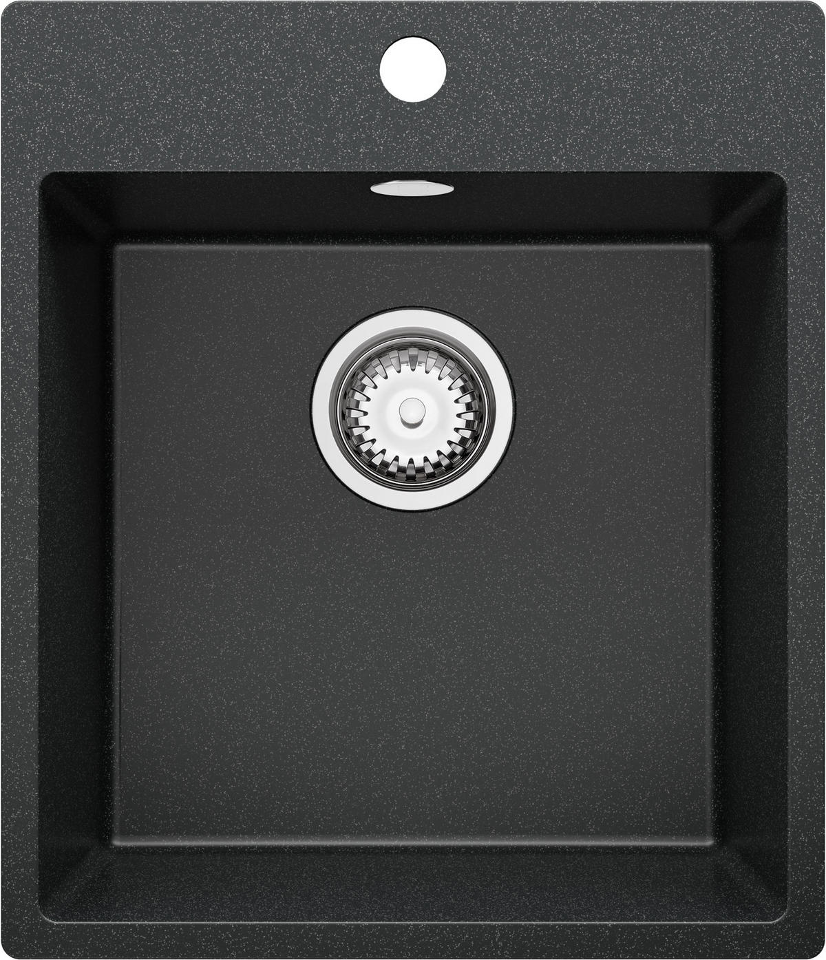 SPÜLBECKEN Riga, 2-er set Anthrazit 43/50 cm 1 Becken + Ablauf-Set ab 45er Unterschrank - Chromfarben/Anthrazit, Kunststoff (43/20/50cm) - Primagran