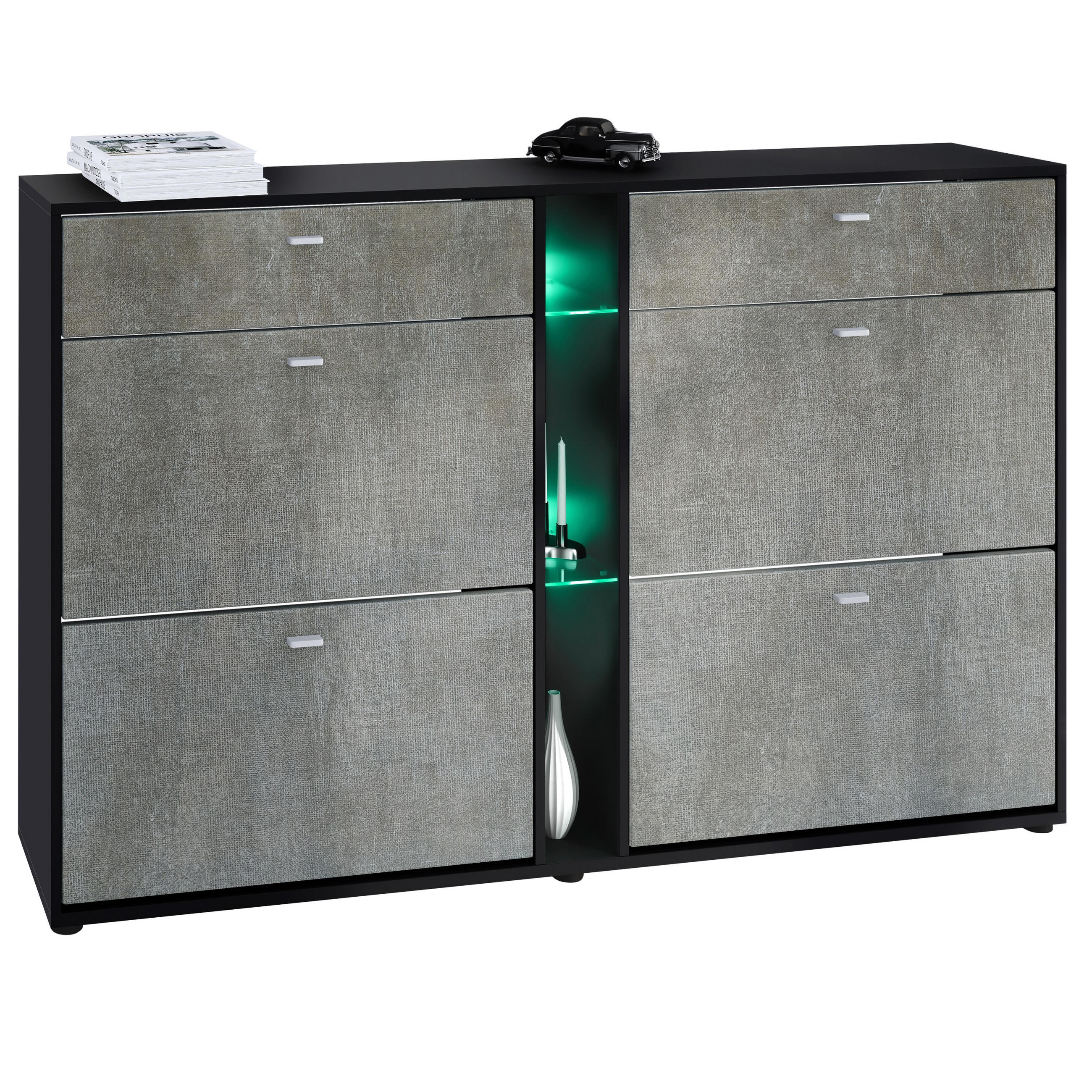 SCHUHSCHRANK Today Fronten in Braun meliert - Graubraun, Holzwerkstoff (155.5/95/28cm) - Vladon