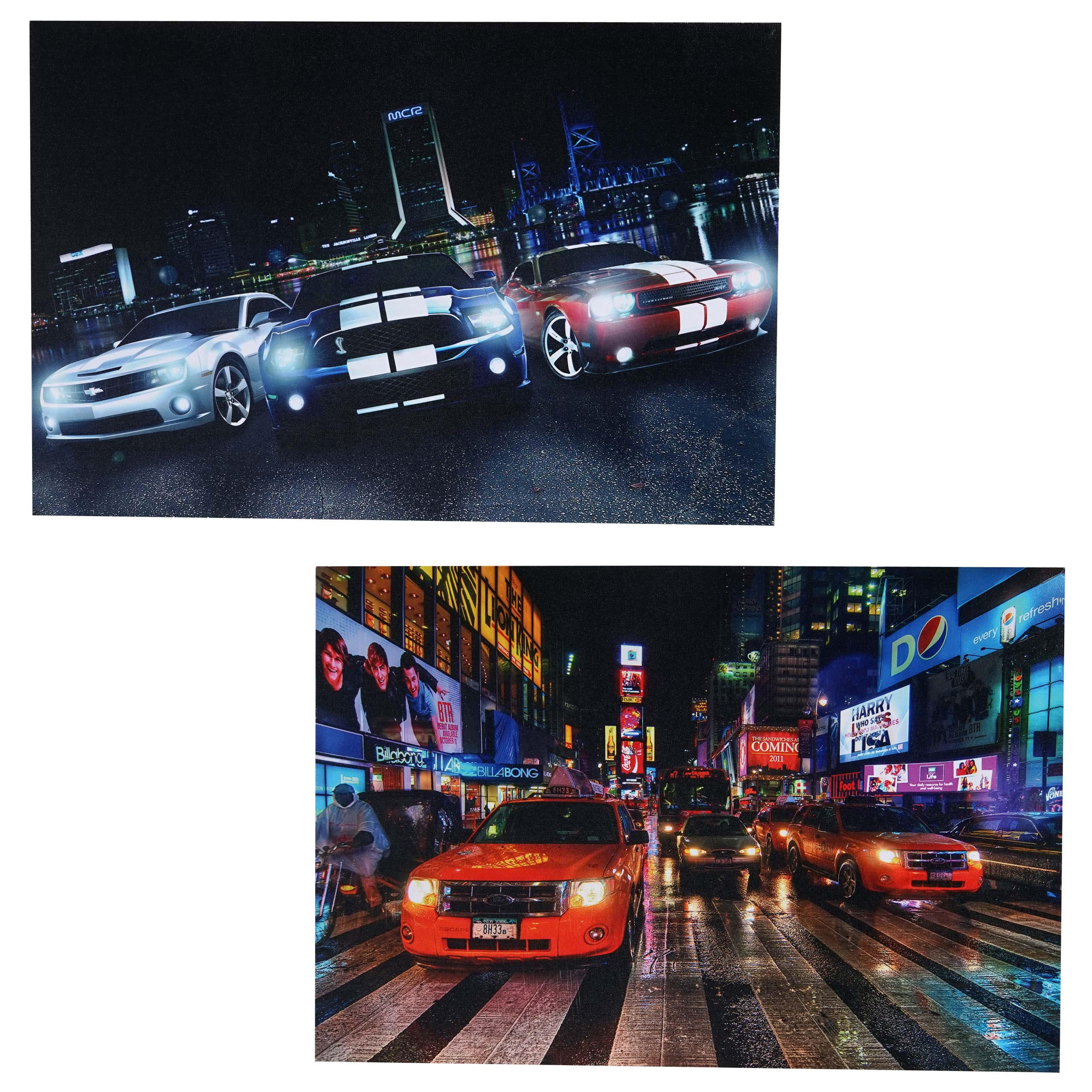 LED-BILD CARS Multicolor 2er-Set - Multicolor, Holz (40/60cm) - Jamb