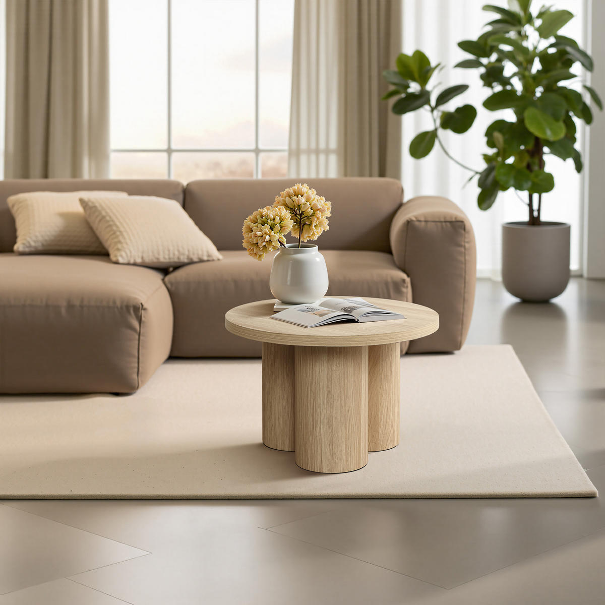 COUCHTISCH Rund, Holz | Ø60 x H40 cm - Braun, Holzwerkstoff (60/60/40cm) - Hometopia