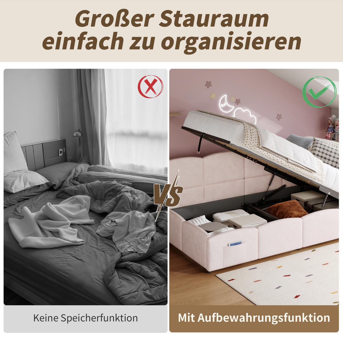 SCHLAFSOFA 90/200 cm in Pink Samt mit Stauraum, USB und Stautasche - Rosa, Holzwerkstoff/Textil (90/200cm) - WISHDOR
