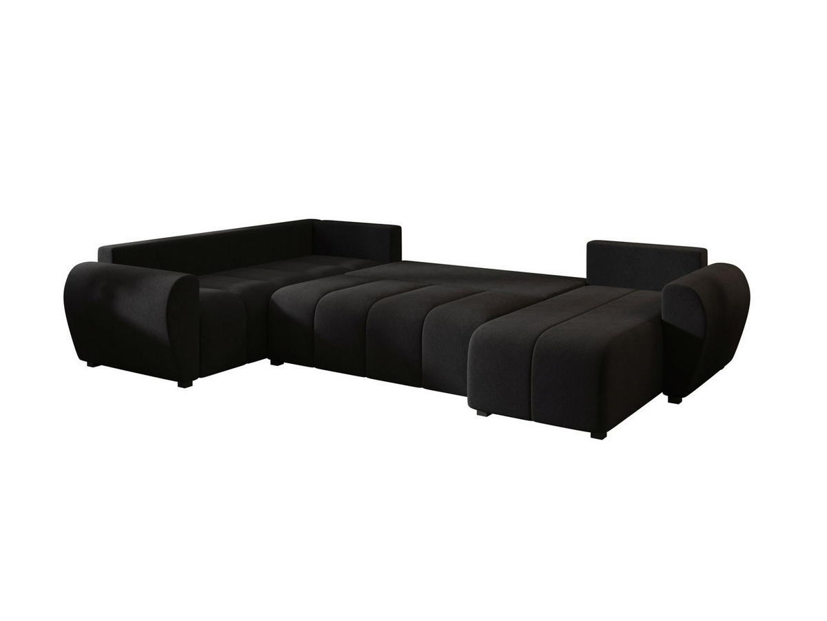 WOHNLANDSCHAFT MOLISA U PLUS Cosmic 100 Rechts mit Schlaffunktion - Schwarz, Textil (303/82/208cm) - Bedante
