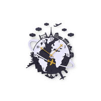 WANDUHR Design Schwarz 41/45 cm - Schwarz, Holzwerkstoff (0.68/45/1cm) - ONZENO