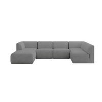 WOHNLANDSCHAFT Ottomane Links MOVA 345x180x78 Grau Samt - Taupe/Schwarz, Holzwerkstoff/Kunststoff (180/78/345cm) - ALTDECOR