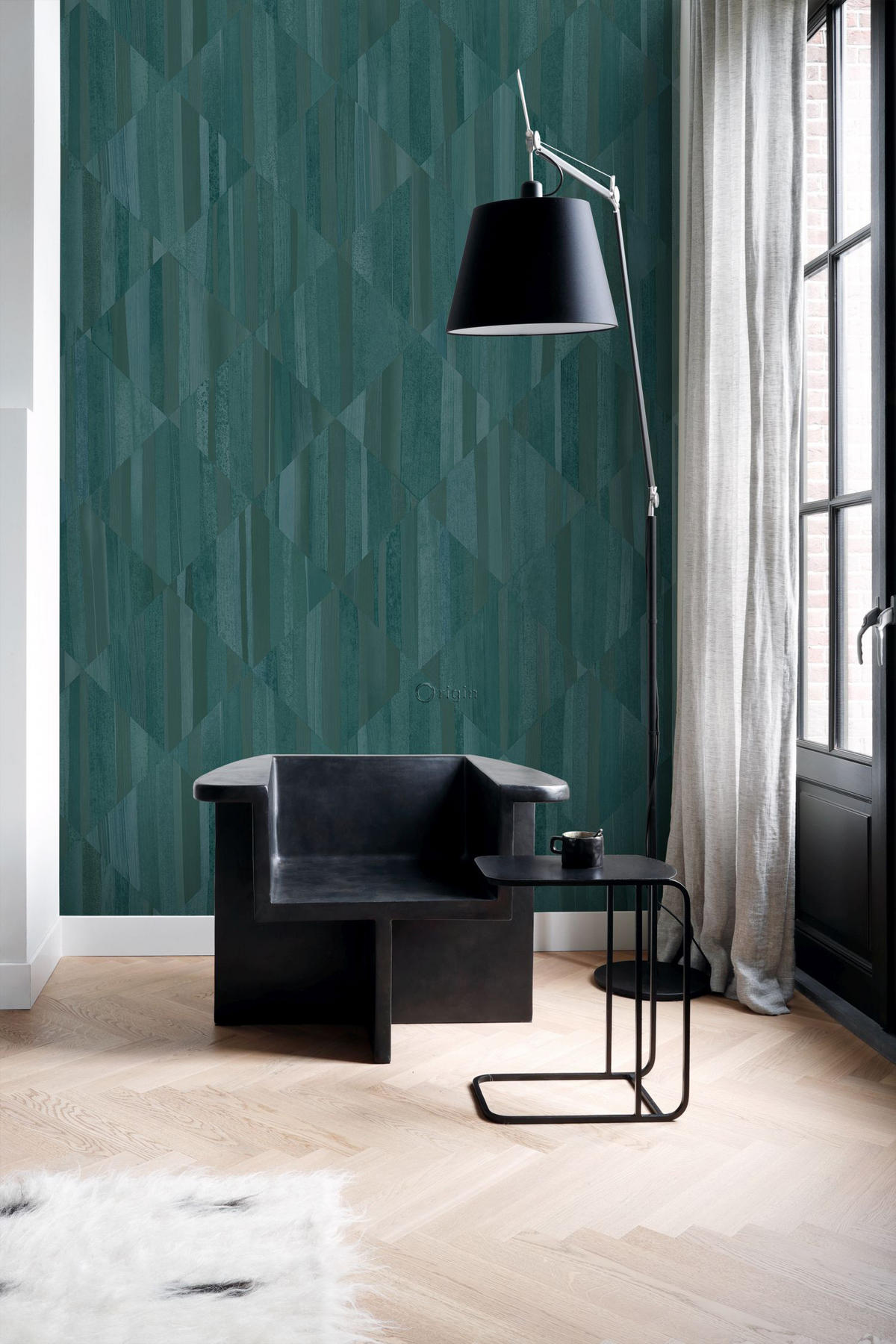 FOTOTAPETE 3D Holzoptik 150 x 279 cm - Blau, Papier (150/279cm) - Origin Wallcoverings