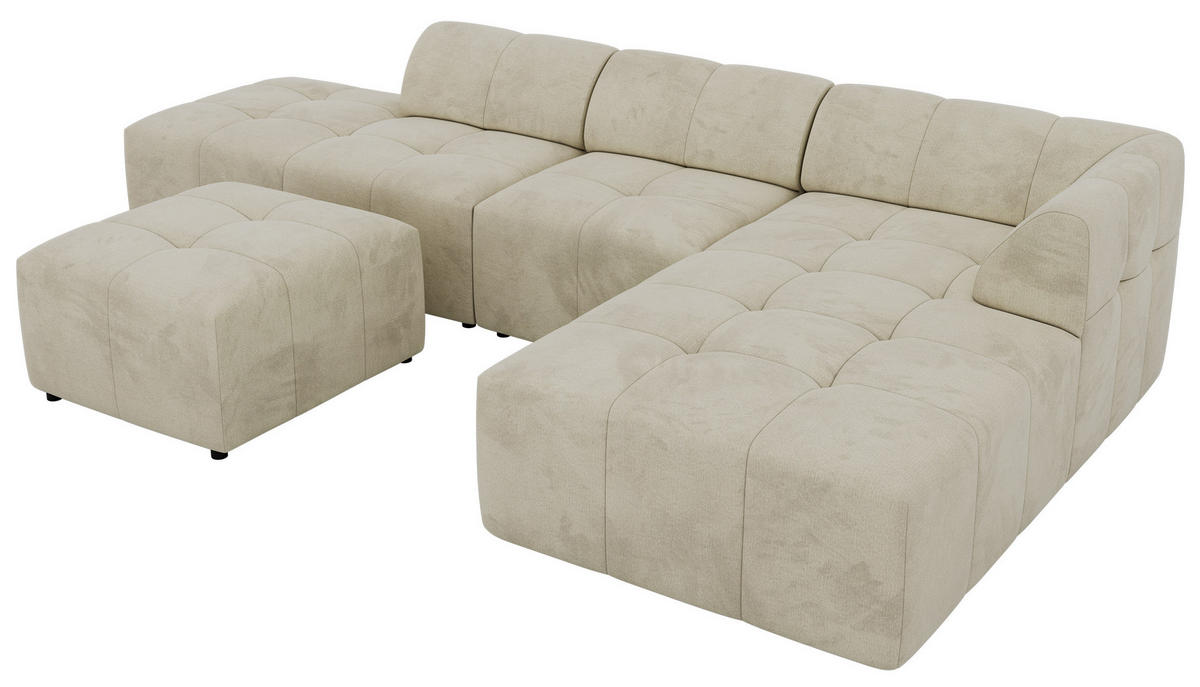 ROHOVÁ SEDAČKA GRIDA 4M L Béžová Samet - Pravá - černá/béžová, textil/plast (176/335cm) - MKS