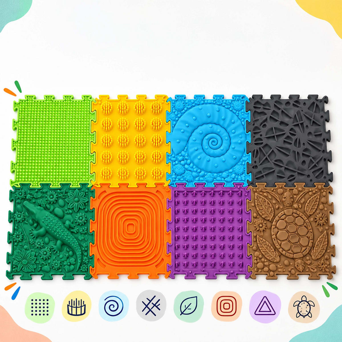 SENZORICKÁ PODLOŽKA Vícebarevná 8ks-sada silikon - různobarevná, plast (24.5/24.5cm) - Relaxdays