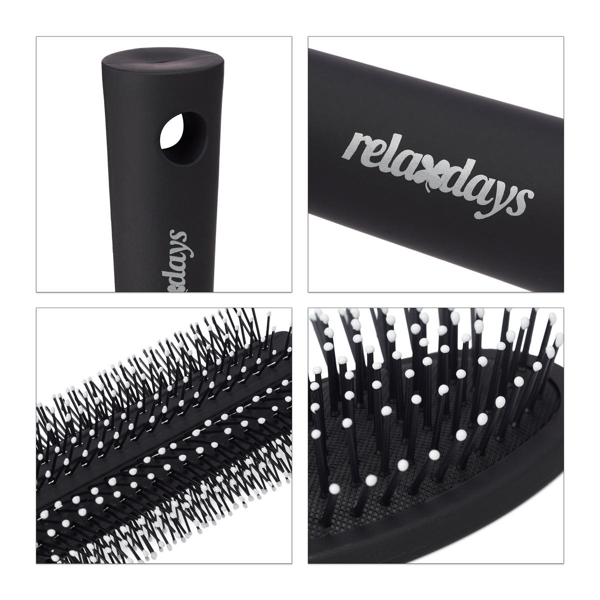 4XHAARBÜRSTE - Schwarz, Kunststoff (9/24.5/4cm) - Relaxdays