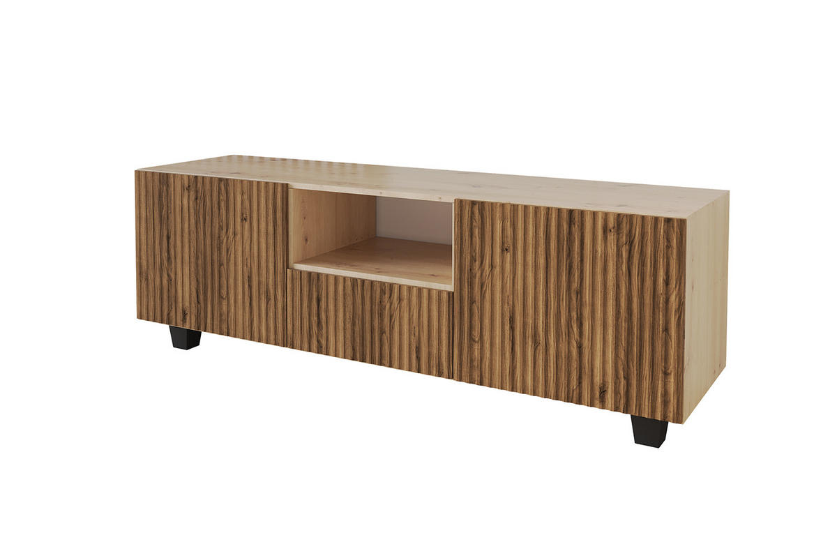 LOWBOARD NOA-2-S 140x50x41 cm - Artisan / Katania - Eiche Wotan/Schwarz, Holzwerkstoff (140/50/41cm) - ALTDECOR