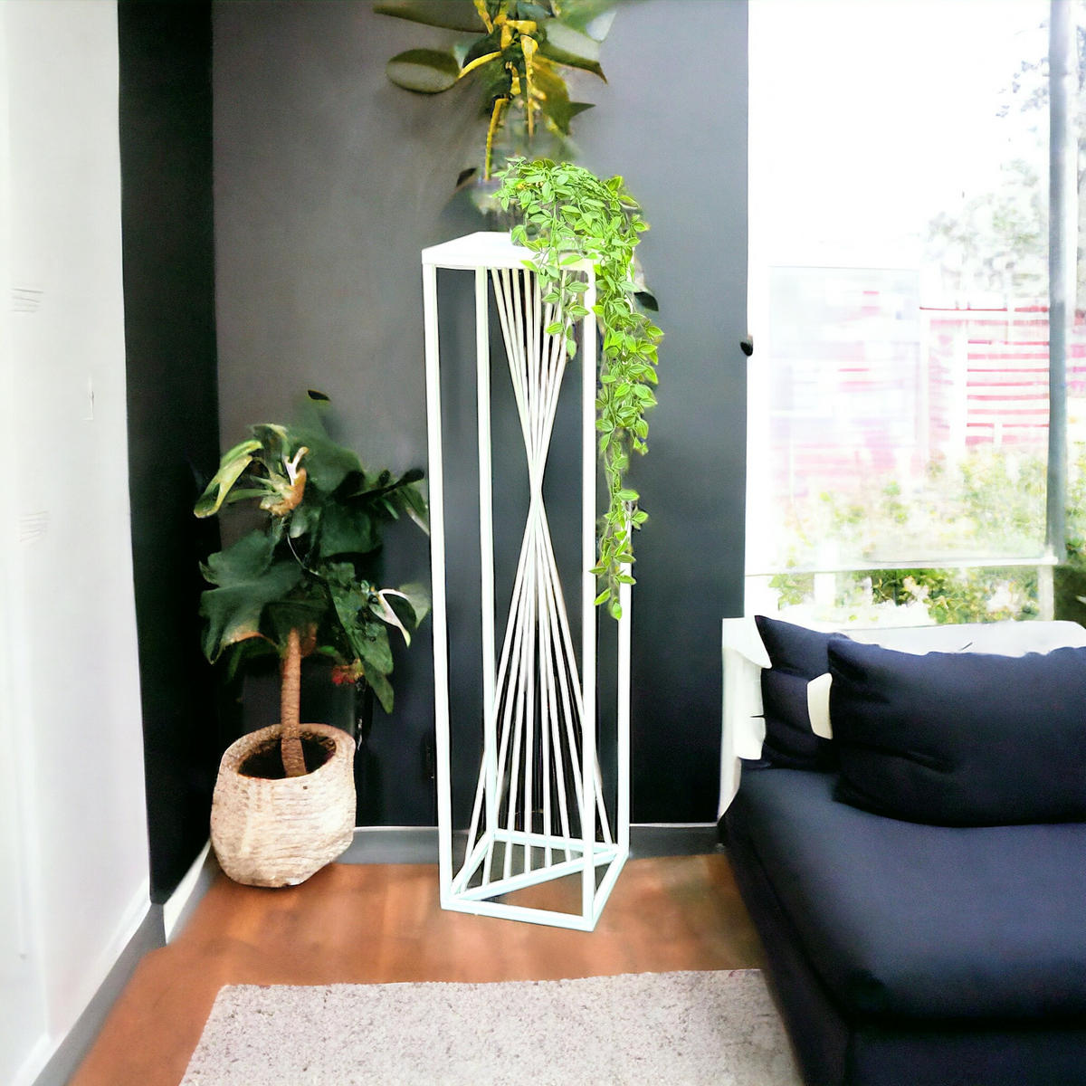 BLUMENSTÄNDER Metall Weiß Eckig 100 cm - Weiß, Metall (24/100/24cm) - DanDiBo