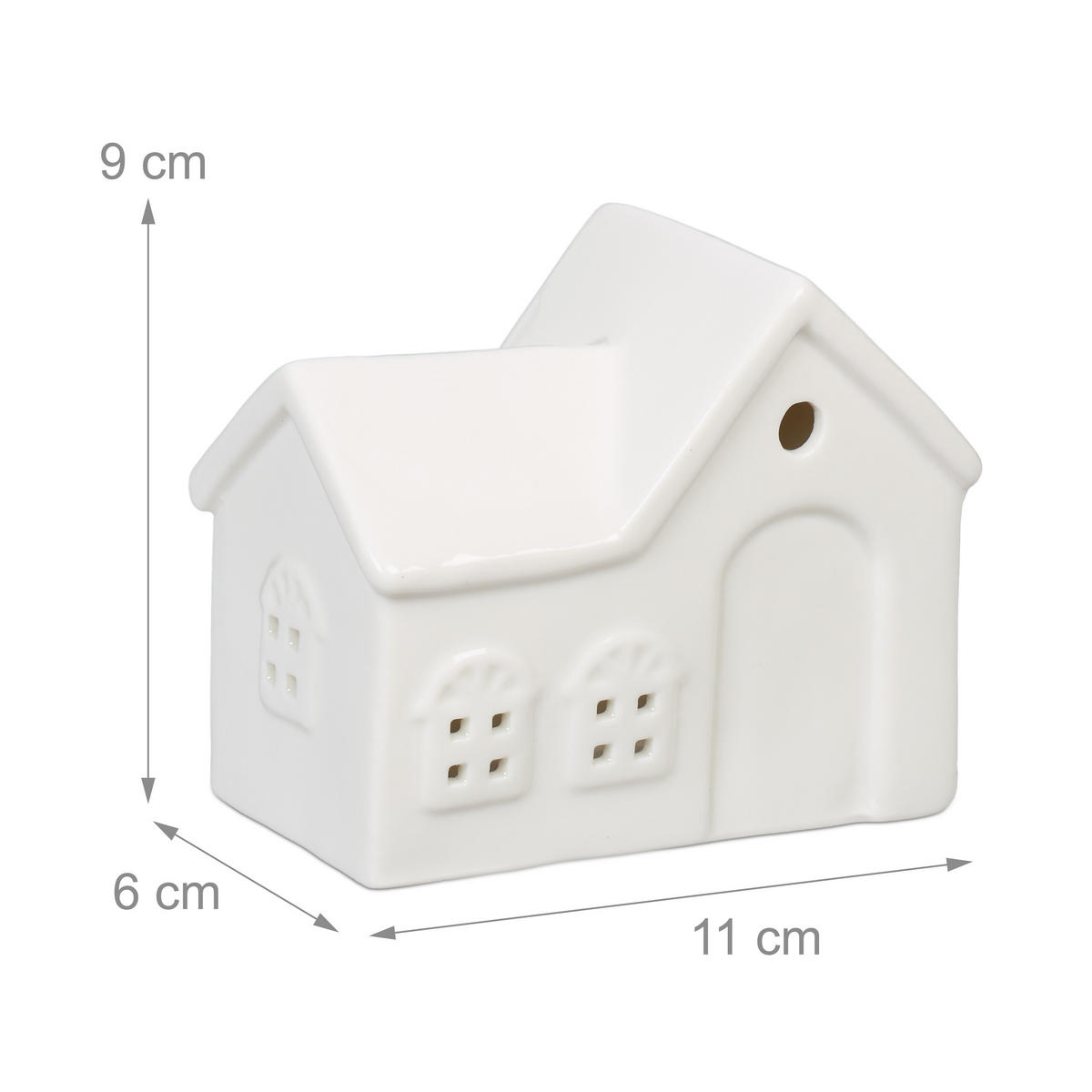 TEELICHTHAUS - Weiß, Keramik (9cm) - Relaxdays