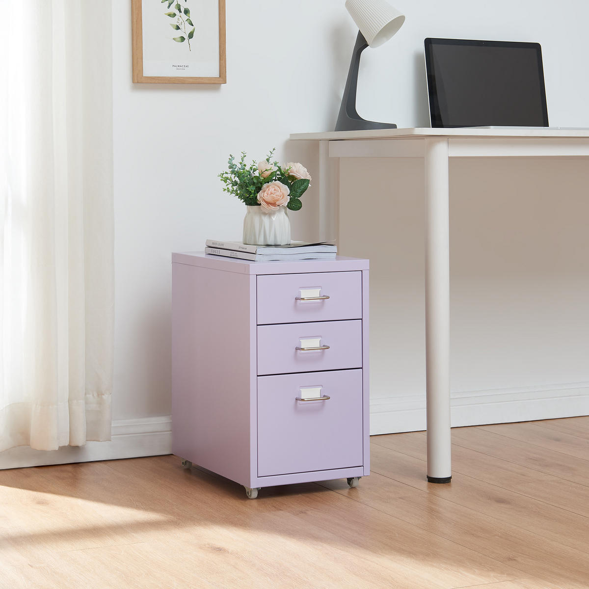 ROLLCONTAINER Kökar - Lila, Metall (28/48/41cm) - [en.casa]