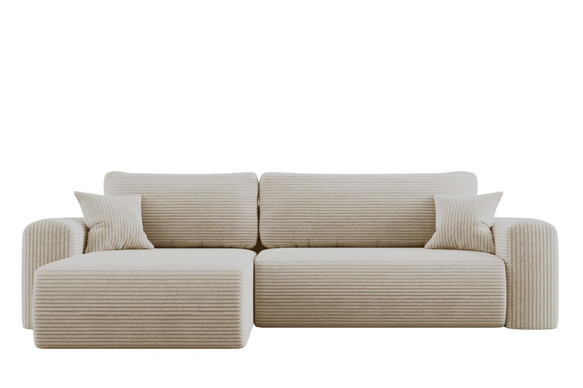 ECKSOFA Mit Schlaffunktion und Stauraum für Bettzeug Capri Stoff Poso Ecru Links - Ecru, Holz/Textil (145/272cm) - Kaiser Möbel