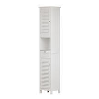 BADSCHRANK Riad Weiß 32 x 170 cm mit Türen, Schublade und offenem Fach - Weiß, Holzwerkstoff (32/170/30cm) - Vicco