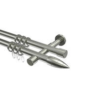 GARDINENSTANGEN-SET Prestige Samanto 600 cm (geteilt in 3 x 200 cm), 2-läufig, 20 mm Ø Edelstahl-Optik - Edelstahlfarben, Metall (600cm) - INTERDECO