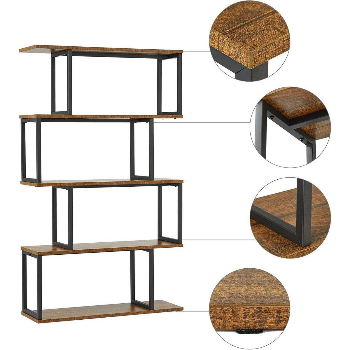 BÜCHERREGAL S-Form Holz Braun 76 x 127.5 cm - Braun, Holzwerkstoff (74/128/24cm)