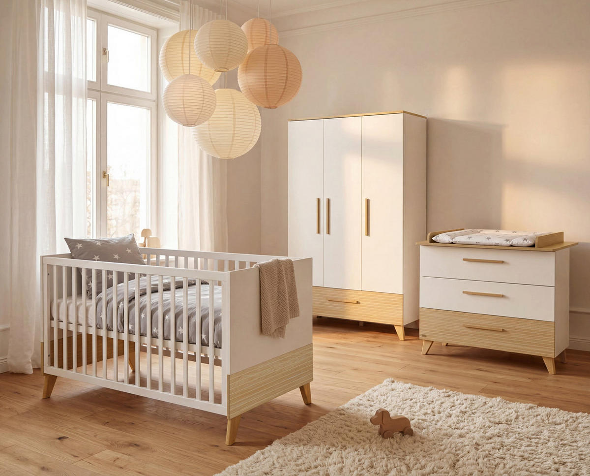 KINDERKLEIDERSCHRANK Theo - Eichefarben/Weiß, Holz/Holzwerkstoff (118/190/52cm) - Roba