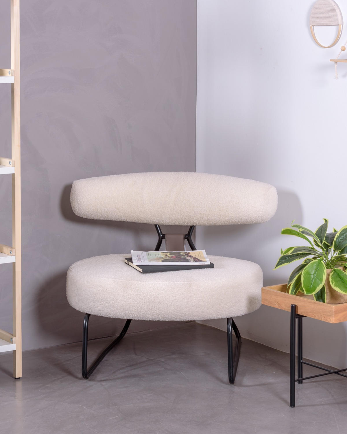 SESSEL Boucle Weiß - Weiß, Textil (80/74/75cm) - Nest Dream