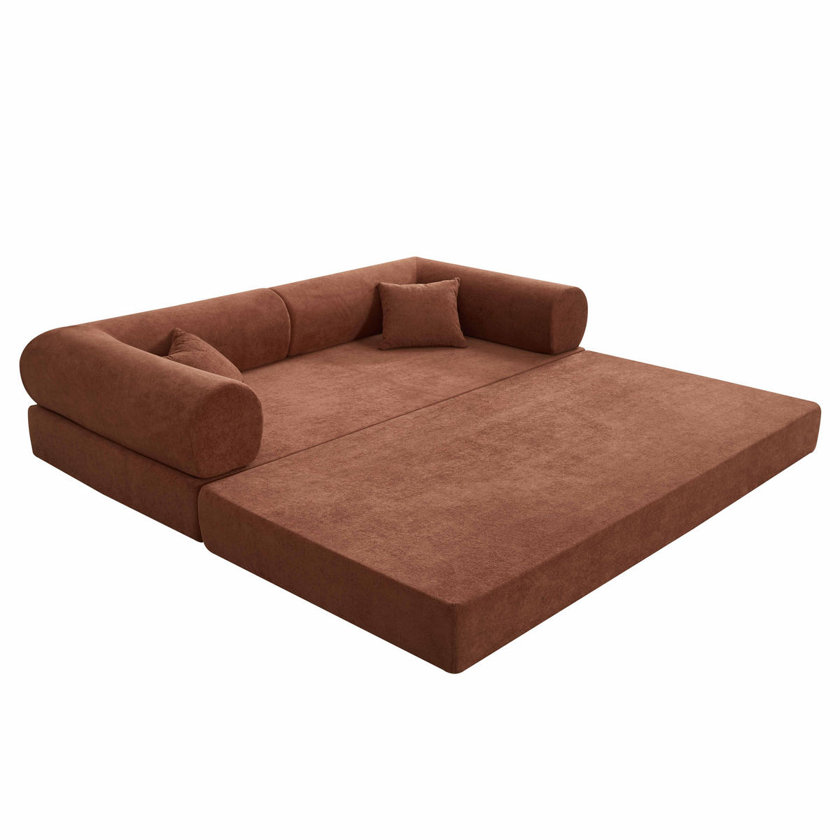 SCHLAFSOFA mit 2 Sitzplätzen, Braun - Rot, Textil (204/67/102cm) - Oviala