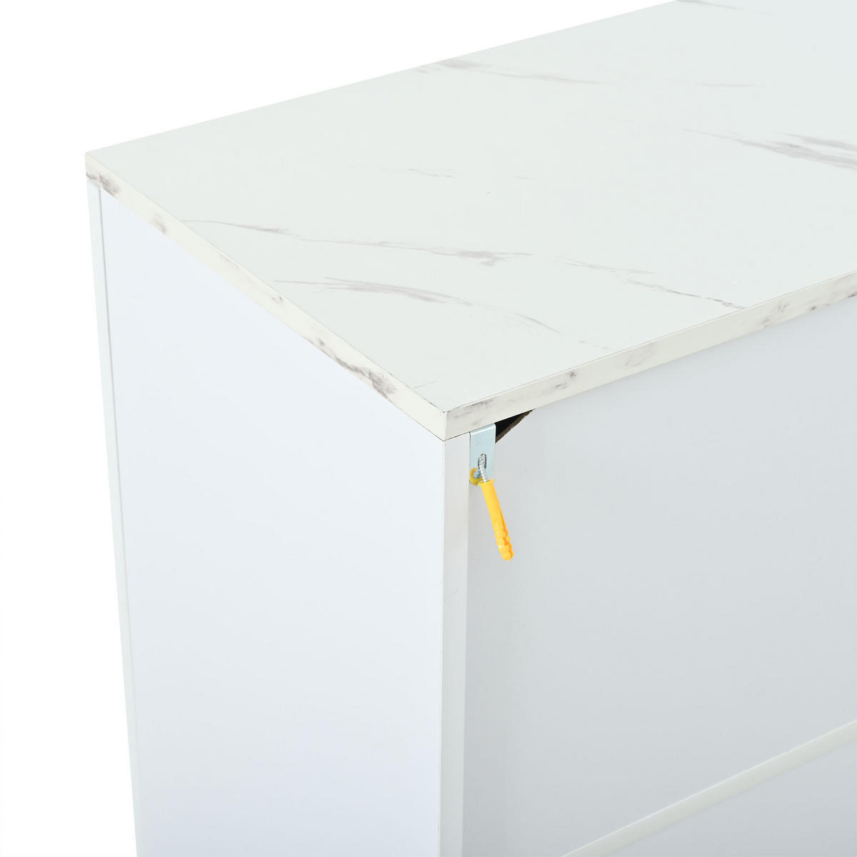 SIDEBOARD 35/140/70 cm in Weiß mit 4 Türen und goldenen Linien - Weiß, Holzwerkstoff (140/70/35cm) - CHICFURN
