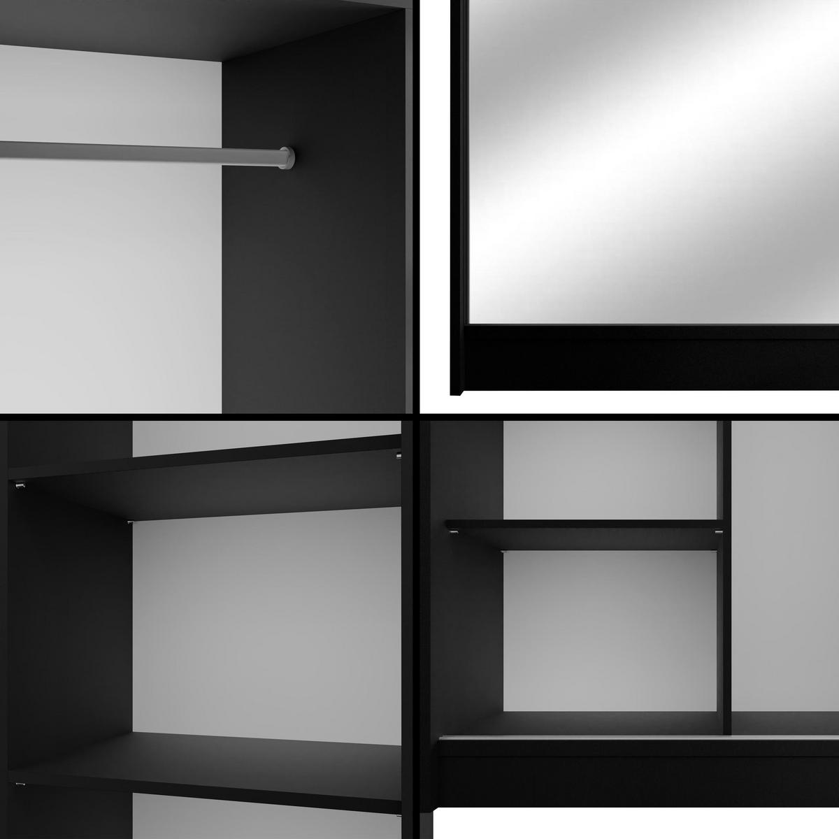 KLEIDERSCHRANK AMOHA - 200 cm - Schwarz - Schwarz, Holzwerkstoff (200/215/61cm) - ALTDECOR