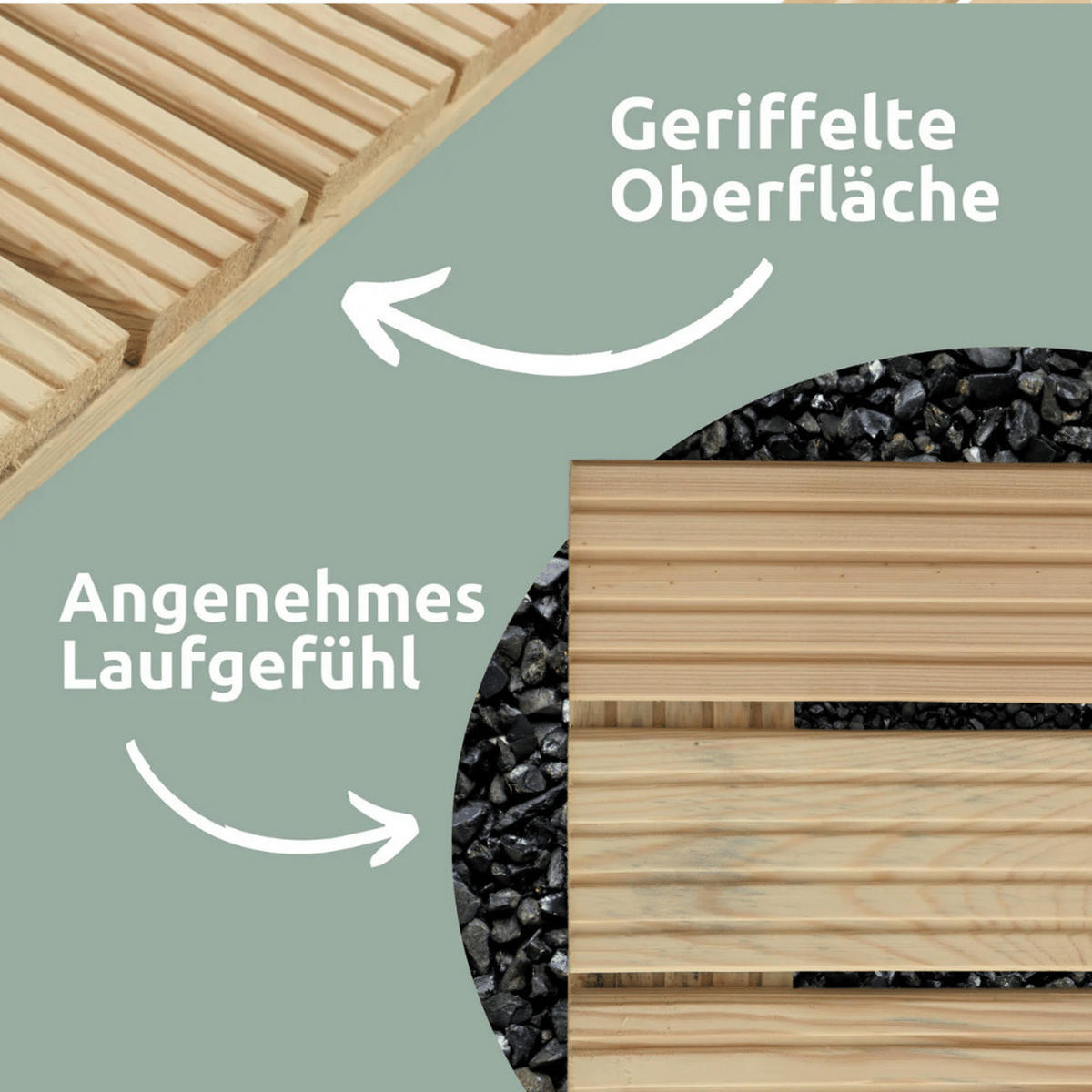 HOLZFLIESE Kiefernholz 95x95cm Terrassenfliese quadratisch - Braun, Holz (95/95/3.8cm) - DELUKE