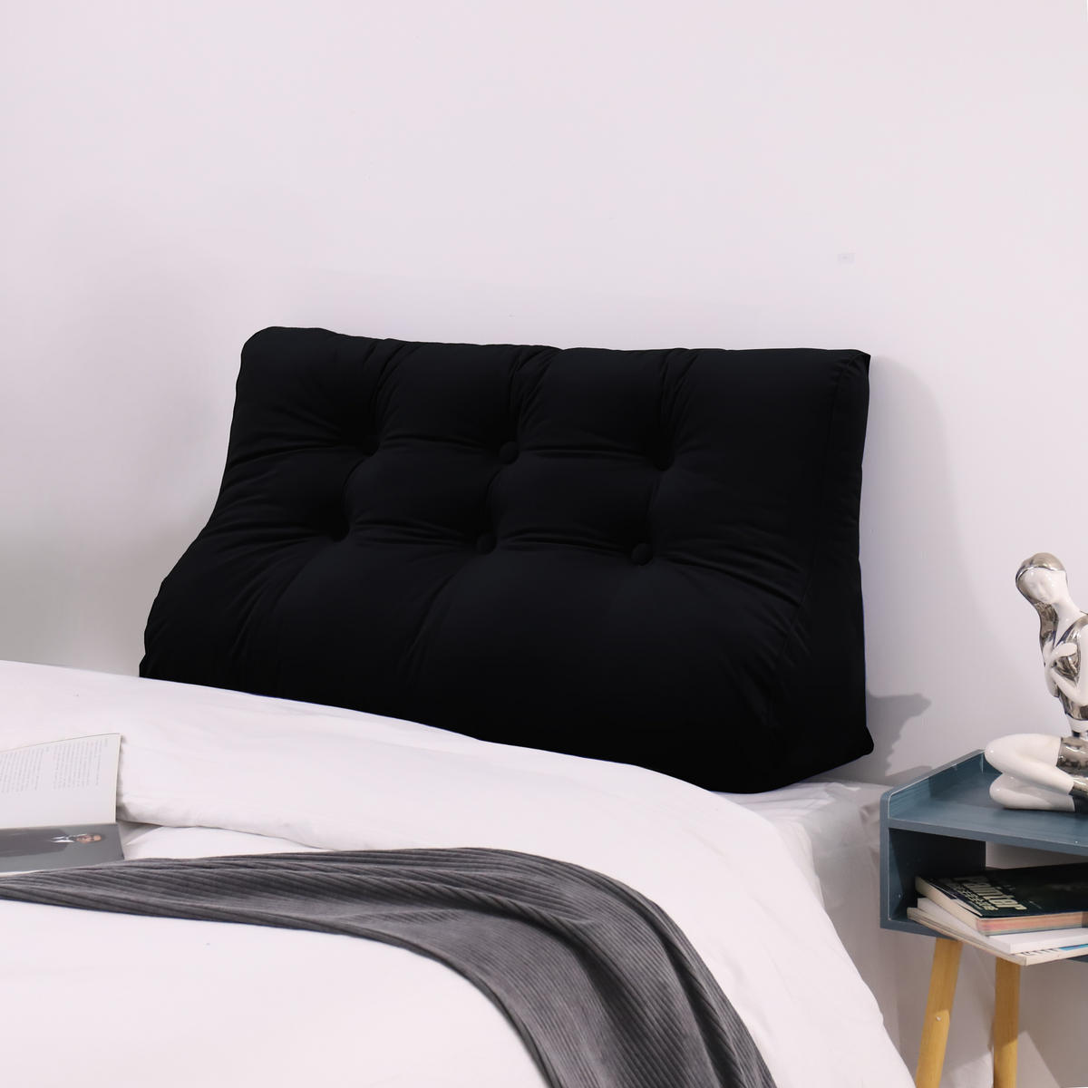 RÜCKENKISSEN Körperkontur Samtlook Schwarz 100 cm - Schwarz, Textil (55/100cm) - Vercart