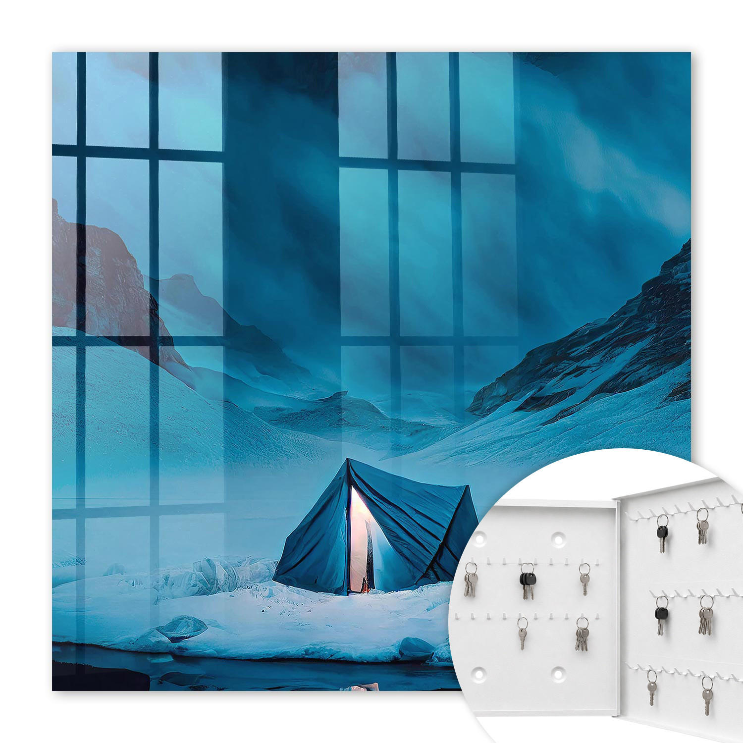 SCHLÜSSELBOX Weiß 30x30 cm – Türöffnung nach rechts - Blaue Nacht - Blau, Metall (30/30/5cm) - TULUP