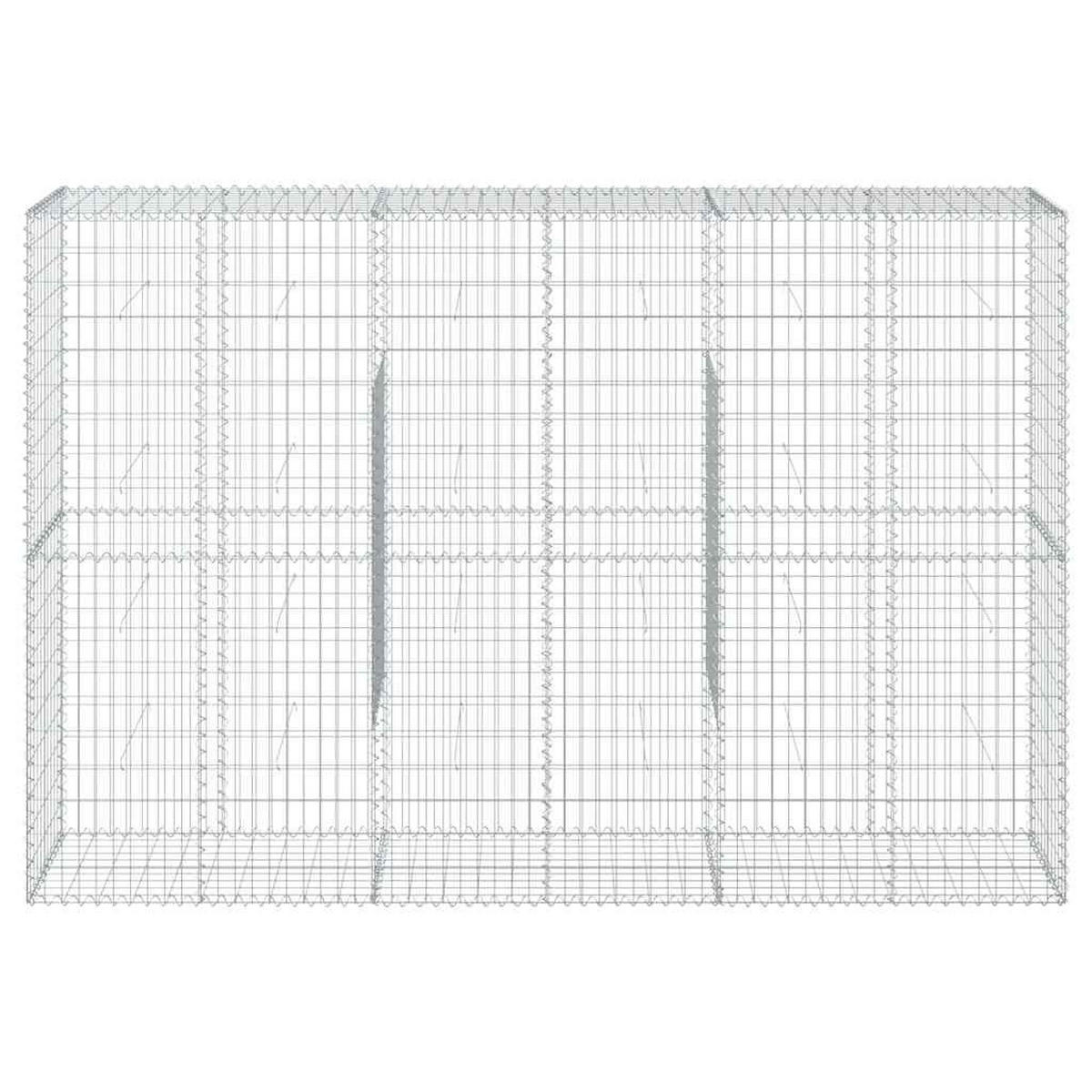 GABIONE Mit Deckel 300/50/200 Cm Verzinktes Eisen - Silberfarben, Metall (300/200/50cm) - vidaXL