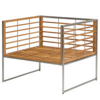 GARTENSESSEL - Webstoff / Teak massiv - Hellgrau, Holz/Textil (83/74/70cm) - home24