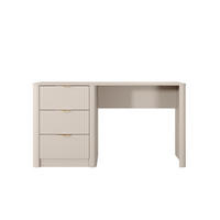 SCHREIBTISCH Flore 140 cm Beige / Gold - mit 3 geriffelten Schubladen - Beige/Gelb, Holz/Holzwerkstoff (55/140/76cm) - Ravio